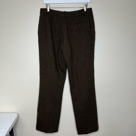 Chaps Wool Herringbone Straight Leg Poly Lined Brown Tan Pant Womens Size 12 - Picture 7 of 13